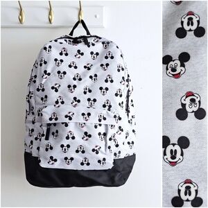 NWOT Official Disney Store Mickey Mouse Gray Backpack All Over Face Print